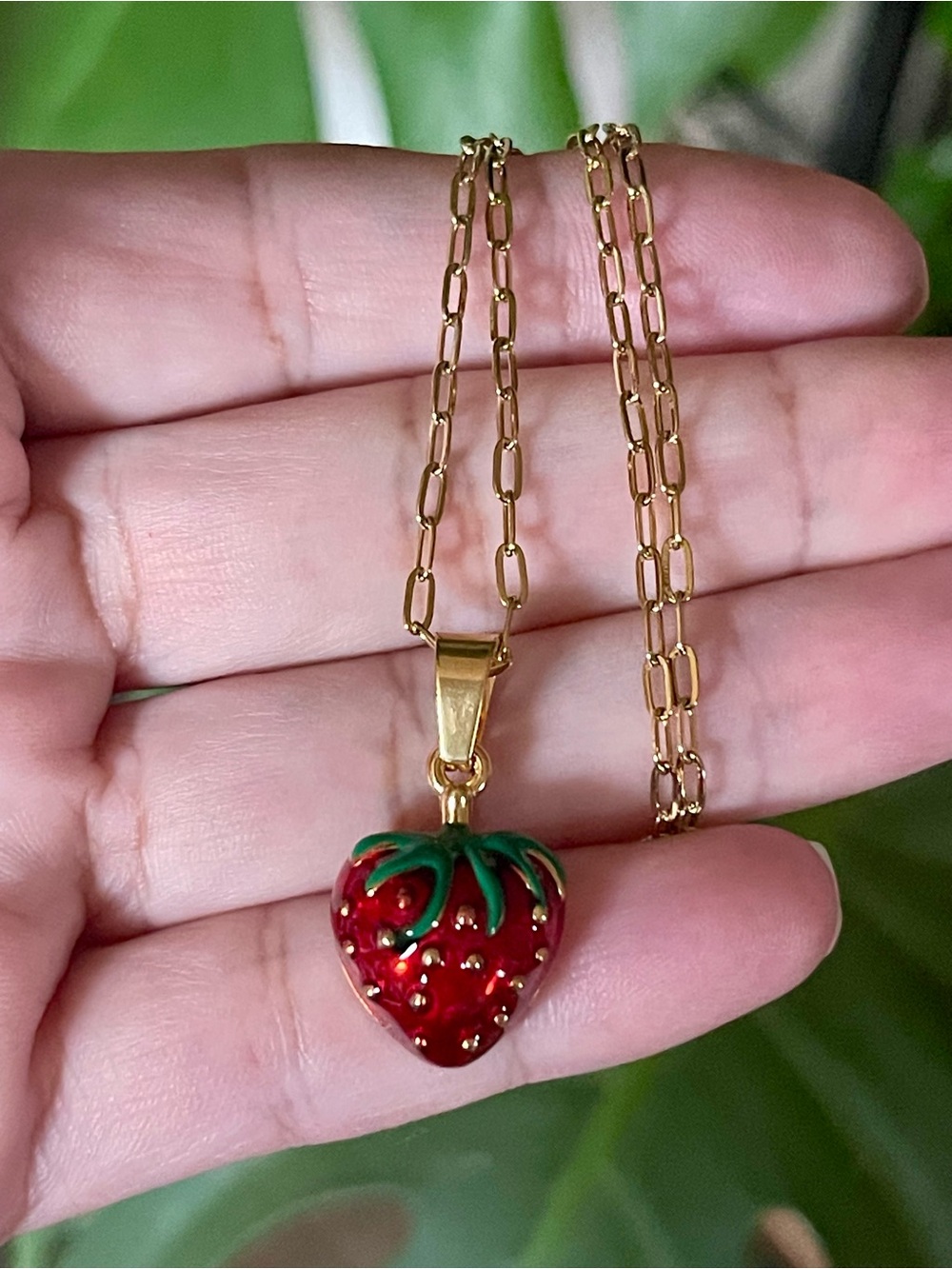 Stainless Steel Strawberry Pendant Necklace